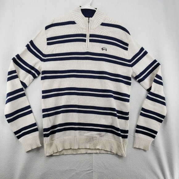 AMERICAN RAG Sweater Men's Long Sleeve Striped 1/4 Zip Pullover White Large - Picture 3 of 12